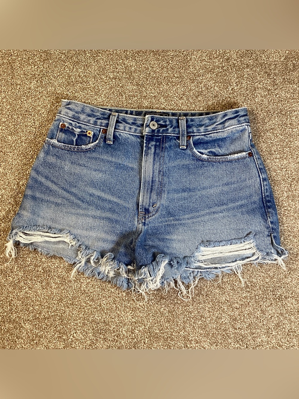 Abercrombie & Fitch Annie Light Blue Denim Distressed Shorts